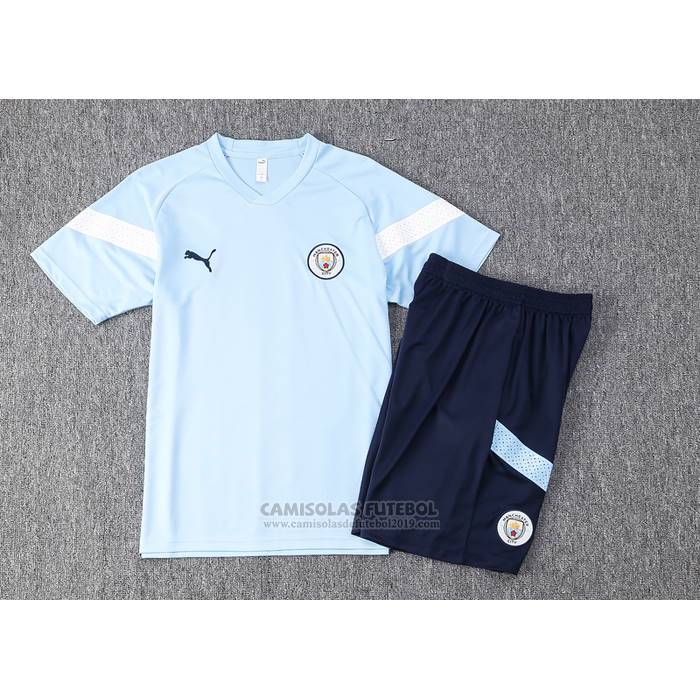 Fato de Treino Manchester City Manga Curta 2022-2023 Azul - Calcas Curta